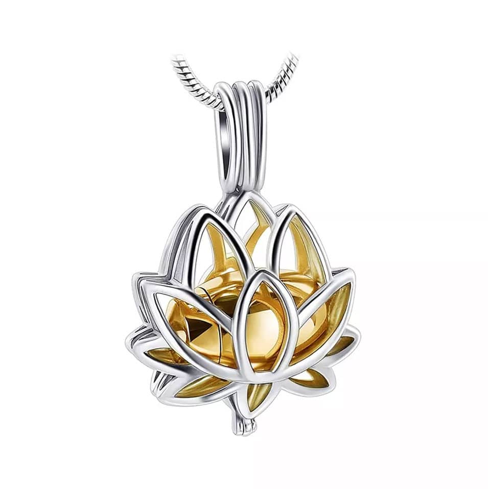 Lotus Flower Locket with Cremation Holder